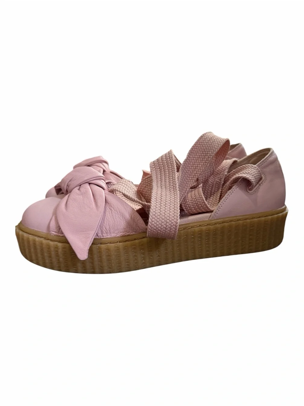 PUMA X FENTY Rihanna Bow Creeper Lace Up Platform Sneakers Shoes Pink‎ 9